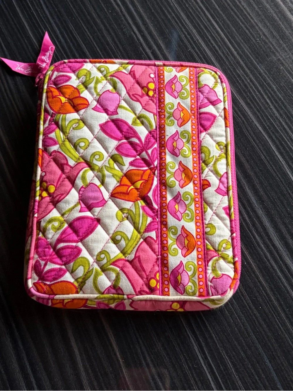 Vera Bradley Pink, Orange & Green Floral Quilted Zip Pouch
